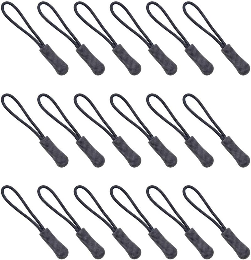 Ruidee 50 Pieces Zipper Pulls Zipper Tabs Zipper Pull Cord Extender Replacement Zipper Pulls for Backpacks, Jackets, Luggage, Purses, Handbags（Dark Grey） - Image 1